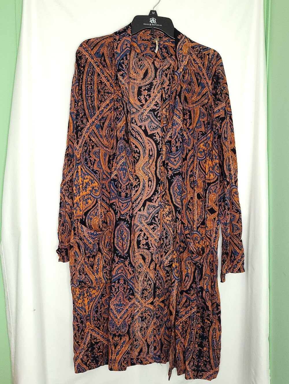 FREE PEOPLE Half Moon Duster In Boho Paisley Print XS